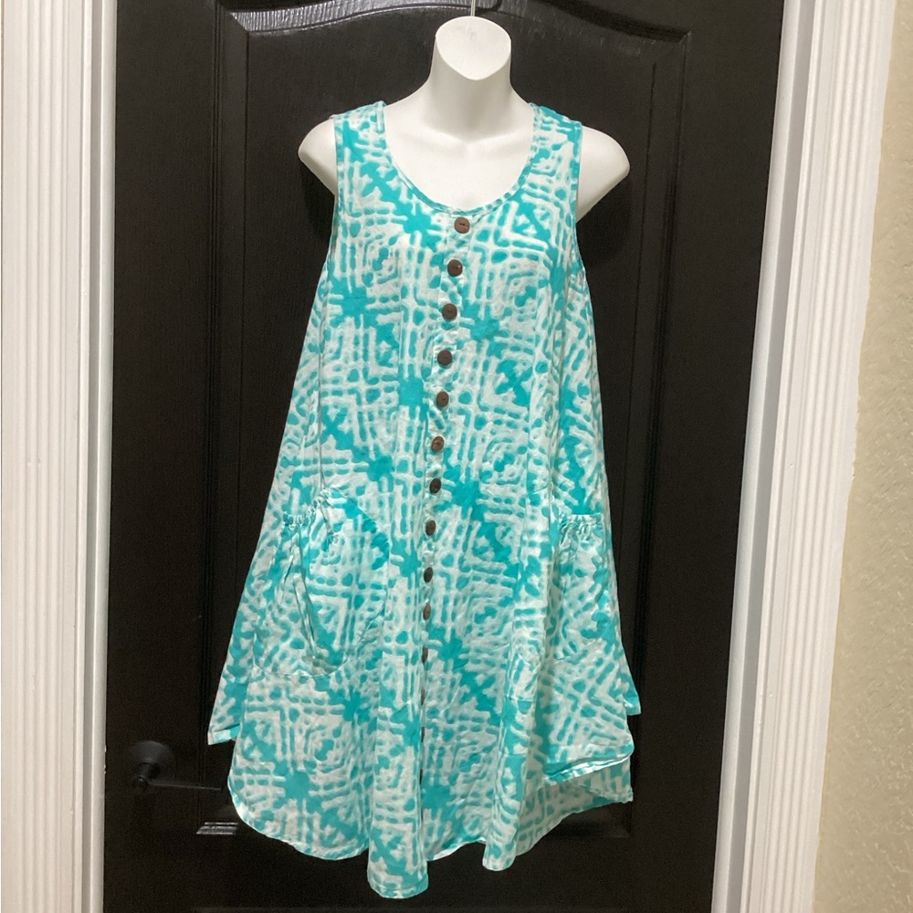 Teal and White Moo Moo Cover Up Dress